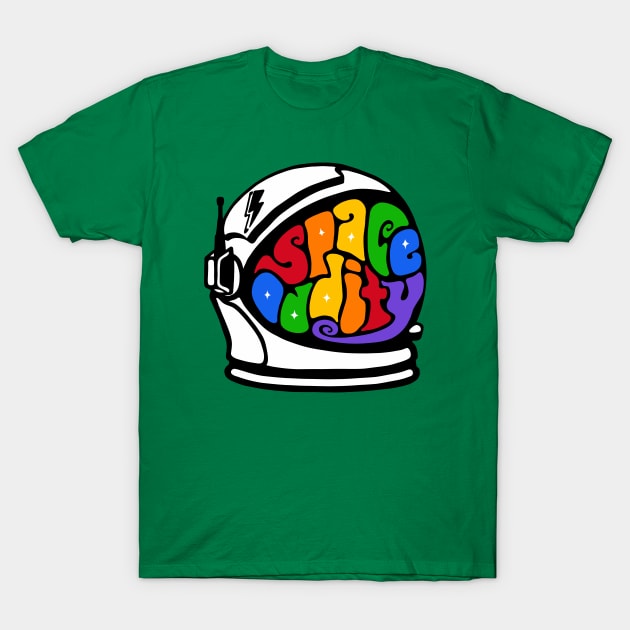 Space Oddity Astronaut Helmet Word Art T-Shirt by Slightly Unhinged